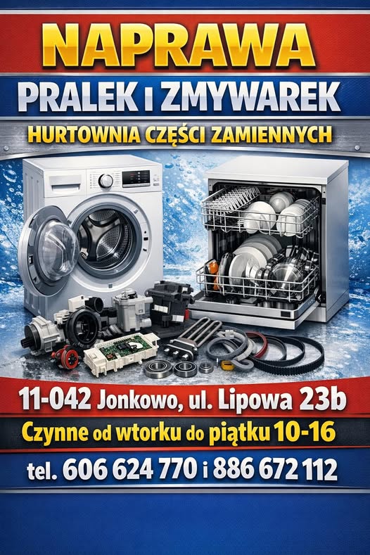 MonRec AGD - naprawa pralek, zmywarek i części zamienne w Jonkowie